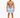 A man stands confidently in blue and white striped swim shorts, paired with casual slide sandals.