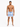 A man stands confidently in blue and white striped swim shorts, paired with casual slide sandals.