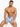 A muscular man poses in blue and white striped swim trunks with a drawstring waist, showcasing a relaxed style.