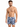 A man with a toned physique wearing patterned swim shorts featuring tropical leaves and a drawstring waist.