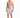 A shirtless man stands in floral-patterned swim shorts and slides, showcasing a relaxed summer look.
