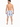 A man with short hair stands with his back to the camera, wearing floral-patterned swim shorts and sandals.