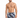 A man stands confidently in colorful swim trunks featuring a modern abstract pattern, showcasing a relaxed summer vibe.