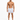 A shirtless man stands confidently in patterned swim trunks featuring sailboats, paired with slide sandals.