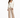 A woman stands confidently in a fitted cream jacket paired with beige wide-leg trousers and black heels.