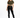 A woman stands confidently in a cropped olive green top tied at the waist, paired with black leggings and white sneak...