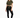 A woman poses in a cropped olive green top with a front tie, paired with black leggings and white sneakers.