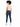 A model with curly hair wears a cropped beige top and dark blue jeans, showcasing a casual outfit from the back.