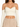 Light beige cropped top with off-the-shoulder long sleeves, paired with high-waisted beige trousers.