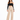 A woman poses in a black off-the-shoulder top paired with beige high-waisted trousers and black heels.