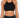Black crochet halter top with a scalloped hem, featuring a hexagonal pattern and adjustable straps.