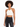 A model showcases a cream-colored crochet halter top paired with high-waisted black jeans.