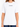 A woman wearing a white short-sleeve tee with a black printed text design on the chest.
