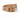 Tan leather belt featuring a shiny gold buckle and multiple adjustment holes.