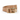 Tan leather belt featuring a shiny gold buckle and multiple adjustment holes.