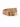 Tan leather belt featuring a shiny gold buckle and multiple adjustment holes.