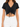 Black cropped top with short sleeves and a ruched front, featuring a drawstring tie at the waist.