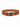 Brown leather belt with a silver buckle and snap detail, showcasing a sleek and minimalist design.