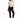A model poses in a fitted, ribbed long-sleeve bodysuit with side cutouts, paired with black skinny jeans and sneakers.