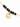 A close-up of a beaded bracelet featuring black faceted beads and a gold peace symbol charm.