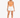 Model wearing an orange bodysuit with a cutout detail, paired with white shorts and sneakers.