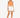 Model wearing an orange bodysuit with a cutout, paired with white shorts and white sneakers.