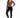 A model poses in a fitted brown long-sleeve top paired with black skinny jeans and black sneakers.