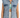 Light blue sleeveless denim vest with front pockets and silver buttons, layered over a green top.