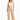A woman stands confidently in beige high-waisted pants paired with a delicate white lace camisole.