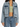 Cropped denim jacket with two front pockets, worn over a green top and paired with high-waisted jeans.