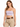 A model poses in a light purple cropped top with thin straps, paired with beige high-waisted trousers and a braided b...