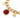 Gold chain bracelet featuring a faceted red gemstone and a starfish charm.