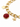Gold chain bracelet featuring a faceted red gemstone and a starfish charm.