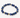 A beaded bracelet featuring deep blue stones interspersed with gold accents, showcasing a vibrant color contrast.