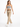 A woman walks confidently in a gray cropped top, beige trousers, and white sneakers, showcasing a casual style.