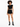 A model stands confidently in black shorts featuring unique cut-out details, paired with a matching cropped top and b...