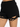 Black shorts featuring a distressed design with chain embellishments along the hemline.