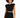 Black high-waisted shorts with decorative chain detailing, paired with a matching cropped top.