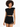 Black high-waisted shorts with decorative chain detailing, paired with a matching cropped top.