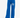 Blue wide-leg pants with an elastic waistband and printed text, paired with white sneakers.