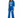 A model wearing bright blue, relaxed-fit pants with an elastic waistband and side pockets.