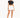 A model poses in a black cropped top and white high-waisted shorts, paired with white sneakers.