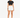 A model stands confidently in a fitted black crop top and white high-waisted shorts, paired with white sneakers.