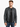 A man wearing a fitted black leather jacket with ribbed shoulder details and a zippered front, paired with a black t-...