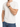 A man wearing a plain white t-shirt and blue jeans, holding a black bracelet on his wrist.
