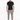 A man stands confidently in a fitted black t-shirt paired with gray cargo pants and stylish sneakers.