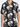 Short-sleeve button shirt featuring a bold black and white graphic print with Miami Beach text and palm tree designs.