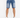 Denim shorts with a faded blue wash and distressed details, paired with white sneakers.