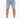 Light blue denim shorts with a distressed finish, featuring a black waistband and paired with white sneakers.