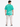 A person wearing a green t-shirt with text graphics on the back, paired with light pants and sneakers.